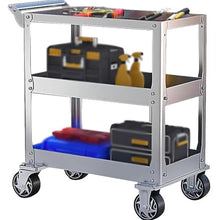 ICEMOB Stainless Steel Utility Cart,Heavy Duty Tool Cart on Wheels,1100Lbs Commercial Rolling Tool Cart,3-Tier Mobile Service Cart,Storage Cart for Kitchen,Garage