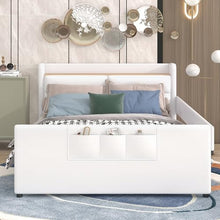 Brisca Full Size Upholstered Platform Bed with Storage and Guardrail Beige