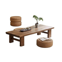 HASMI Living Room Table Vintage Tea Table Japanese Square Long Tea Table to Sit On The Floor Furniture Coffee Tea End Table for Living Room Outdoor Side Table (Size : Brown 140x60x38cm)
