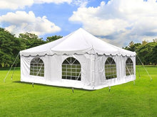Party Tents Direct 20' x 20' Weekender Pole Canopy, White Top & Sidewalls