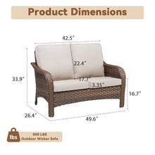 PE Wicker Outdoor Loveseat with Deep Seat Cushions for Patio Backyard Use