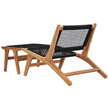 WANGKENSU Lounge Chairs for Outside, Chaise Lounges for Pool, Beach, Sunbathing, Deck, Lawn,Sun Lounger with Footrest Solid Teak Wood and Rope