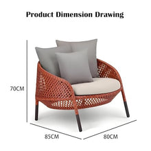 Apk i bc Terrace Rattan Single Creative Leisure Chair, Lightweight and Easy to Move, Suitable for Outdoor Seaside Use, Equipped with 3 Pillows and 1 Cushion(Orange,80 * 85 * 70)