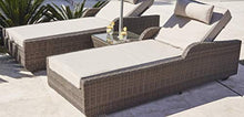 HomeRoots 3-Piece Outdoor Arm Chaise Lounge Set with Cushions Brown