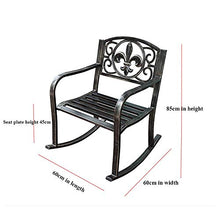 E Wooden Garden Bench Seat Garden Bench Slats Outdoor Patio Yard Rocking Chair Metal Frame Garden Furniture Rocking Chair Iron Swing Chair with Armrests and Backrest Load Capacity 660 Pound (Rocking