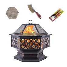 Outdoor Fire Pit BBQ Grill Bowl with Grate Fireplace for Bonfire Barbecue Camping Heating Picnic