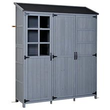 Outdoor Storage Shed with Potting Bench, 60.6" Fir Wood Cabinet for Garden Tools, Adjustable Shelves Drawers & Safety Anti-Tip Design, Gray