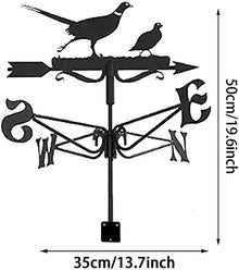 Weathervanee with Roof Mount Metal Weathervane Decoration Black Weather Vane Wind Direction Indicator Kit Metal Bracket Weather Vane for Roof Garden Home Garden Sheds Fence Posts Pergola (Bird)