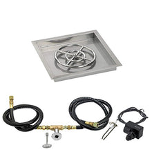 American Fire Glass Spark Ignition Fire Pit Kit (SS-SQPKIT-N-18), Square Bowl Pan, Natural Gas, 18-Inch Pan/12-Inch Burner