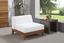 Meridian Furniture 389White-Armless Rio Collection Modern | Contemporary Outdoor Patio Off White Resilient Water Resisting Fabric Modular Chair with Durable Acacia Wood Frame