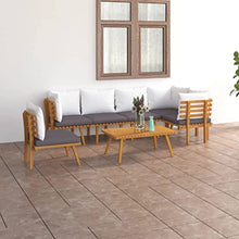 DYRJDJWIDHW Patio Rocking Chairs,Patio loveseat,Apartment Patio Furniture,7 Piece Patio Lounge Set with Cushions Solid Acacia WoodSuitable for Patio, Garden, Gazebo Low