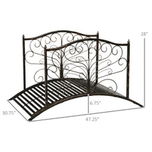 Hassyee Scrollwork Metal Arch Backyard Bridge with Decorative Silhouette & Weight Bearing Support for Creek Landscaping, Compact Garden Bridge with Integrated Side Rail Accents for Private Courtyard