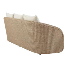 Pavilion 80 in. Natural Metal Outdoor Sofa with Boucle White Cushions