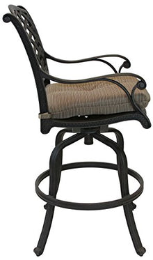 Patio Land Nassau Outdoor 4 Swivel Barstools 30" High Cast Aluminum Dark Bronze