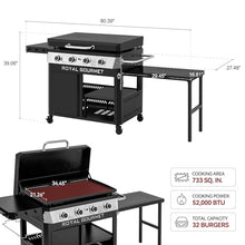 Royal Gourmet GB4008T 4 Burner Propane Gas Griddle, Pull-Out Side Table
