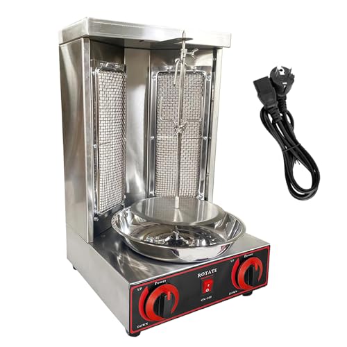 Eastnmythet Doner Kebab Machine Gas Kebab Grill Vertical Broiler Gyro Meat Rotisserie with 2 Burners, Countertop Rotisserie Grill Kebab