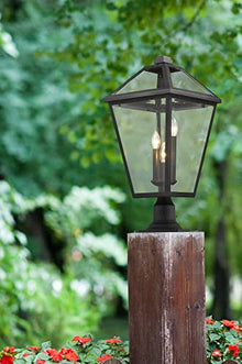 Z-Lite 3 Light Outdoor Pier Mounted Fixture 579PHXLR-533PM-BK, Clear Beveled