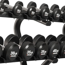 XMark Urethane Dumbbell Set with 3-Tier Rack 5-75lb