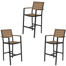 Home Square 3 Piece Aluminum Patio Bar Stool Set Black and Brown