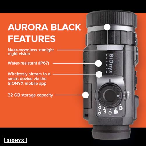 SiOnyx Aurora Black Digital Night Vision Camera Kit - Rugged, WiFi, 32GB MicroSD, Waterproof Case