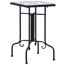 KNORRS Mosaic Side Table Ceramic - Handcrafted Decorative Accent for Indoor and Outdoor Spaces - Sturdy Iron Frame with Colorful Tile Design (Color : Blue, Size : 13.8" x 13.8" x 22" (W x D x H))