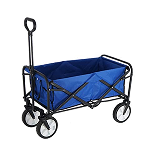 WAFEOGK Portable Utility Wagon Home Garden Cart with Storage Basket Folding Camping Outdoor 4 Wheels Beach Trolley