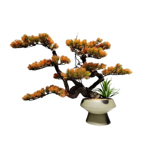 YXIANG56Q Fake Plants Artificial Bonsai Plant Chinese-Style Faux Potted Pine Plants for Office Desk Greenery Bonsai Tree