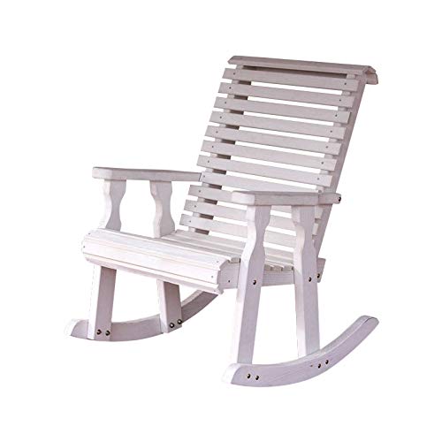 Amish Heavy Duty 600 Lb Roll Back Pressure Treated Rocking Chair (Semi-Solid White Stain)