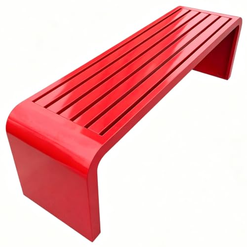 U-Shaped Wrought Iron Outdoor Bench,One Piece Seamless Bending Frame
