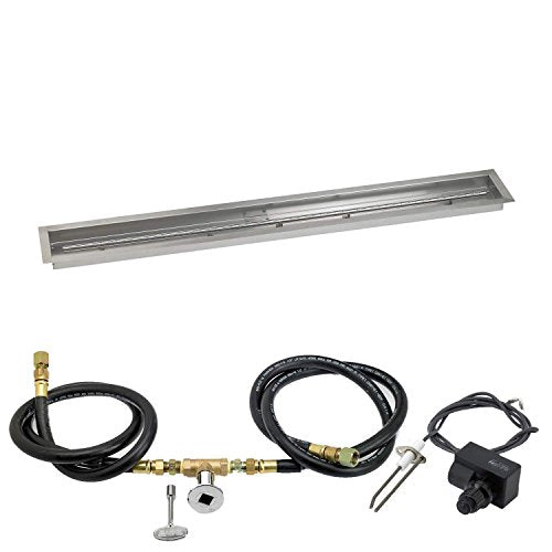 American Fire Glass Spark Ignition Fire Pit Kit (SS-LCBKIT-N-60), Trough Pan, Natural Gas, 60x6-Inch