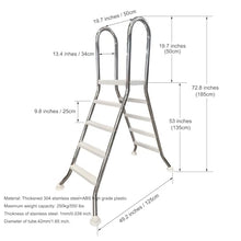 Heavy Duty Above Ground Pool Ladder 52in, 304 Stainless Steel Safety Steps
