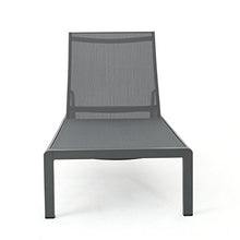 Christopher Knight Home Cape Coral Outdoor Aluminum Chaise Lounges with Mesh Seat, 2-Pcs Set, Grey / Dark Grey