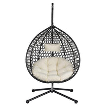 Merax Egg Hanging Chair with Stand, Indoor/Outdoor Swinging Wicker Hammock Chair for Patio, Garden, or Living Room