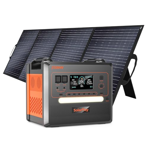 SolarPlay 2500W Portable Power Station(Peak 4800W), 2304Wh Solar Generator with 200W Solar Panel BMS Emergency Solar Battery Backup for Home Camping Outdoor Battery Backup