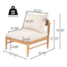 Christopher Knight Home Terassi Acacia Wood Outdoor 4 Seater Sofa with Cushion, Solid Wood Patio Sofa with Removable Cushion, Outdoor Modular Sofa Couch for Patio Furniture Set, Beige+Light Teak