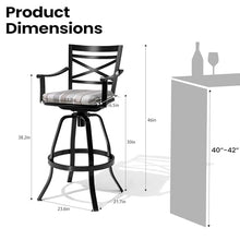 30" Outdoor Swivel Bar Stools Set of 2, Aluminum Bar Height Chairs
