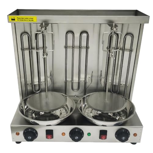 BEILOCKERY 110V Electric Turkish Barbecue Machine, Vertical Stainless Steel Rotatable Barbecue Machine, U-shaped Heating Tube, for Family Gatherings and Friend Dinners
