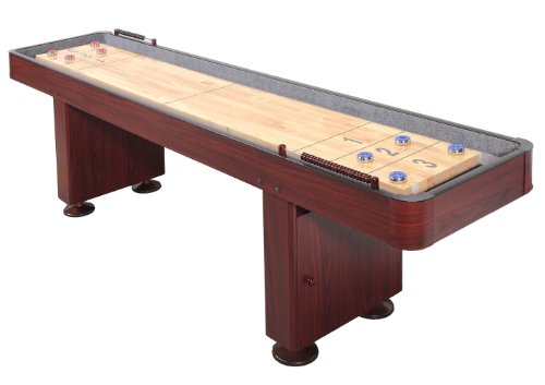 Carmelli Shuffleboard Table 12 Ft Set Hardwood Block Surface - Dark Cherry