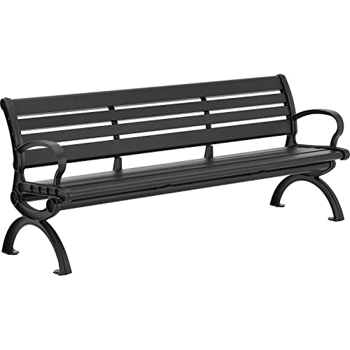 Global Industrial 6' Aluminum Park Bench with Backrest Black