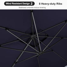 OROTLECT 132'' Square Double Top Cantilever TiltIng Umbrella With Base,Navy