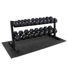 WF Athletic Supply Rubber Coated Hex Dumbbell Set with Rack and Mat - Dumbbells Only 5-50LB with 2-tier Rack and Mat