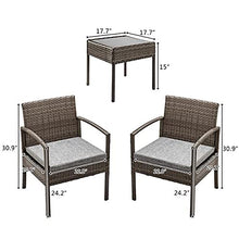 DUYHBAWRS in Stock 3 Piece Patio Furniture Set Wicker Rattan Outdoor Conversation 2 Cushioned Chairs & End Table