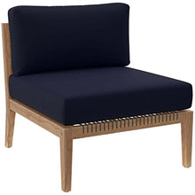 Modway Clearwater Outdoor Patio Teak Wood 5-Piece Sectional Sofa in Gray Navy