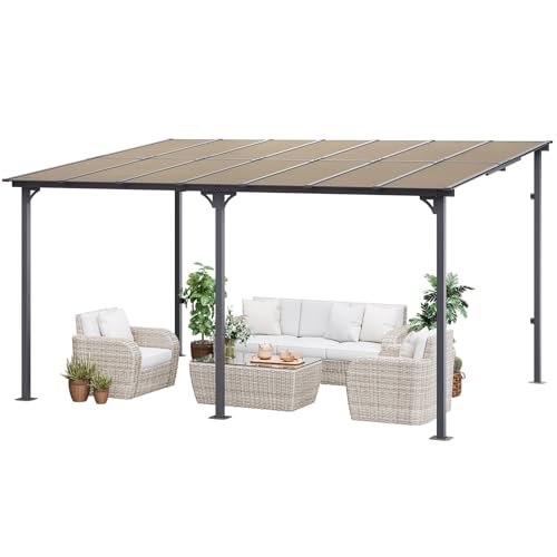 VEVOR Lean to Gazebo 10' x 14' Aluminum Frame Gray