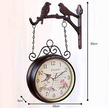 ERTTGWGF Retro Double Sided Double Sided Station Clock Garden Clock Wrought Iron 360° Rotation Waterproof Outdoor Clock Decoration Outside Clock