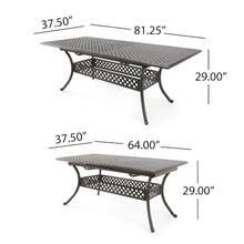 Homyee Expandable Dining Table with Aluminium Frame and 4 Legs for Backyard, Lawn, Porch, Outdoor Patio Kitchen Table with Umbrella Hole and Hollow Design for Poolside, Dining Room