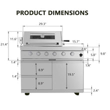 RGWYGCG Outdoor Kitchen Grill, Stainless Steel 4-Burner Propane Gas Grill with Rotisserie Kit, Heavy Duty Outdoor Kitchen Grilling Station with Storage Drawers, for Patio, Poolside