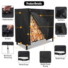 bleslin Outdoor Firewood Rack with Waterproof Cover, Vent, and Handle - Firewood Storage Shelf for Patio, Backyard, Balcony(248 * 35 * 122cm)