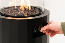 Planika BINO Outdoor Gas Fireplace - Fire Column with Glass Shield for Patio or Gardens (Outdoor Cover Incl) (Black)