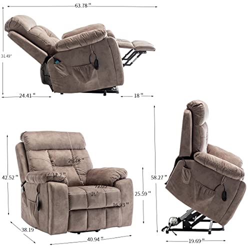 FANYE Electric Power Lift Recliner Chair with Massage and Heat Light Brown